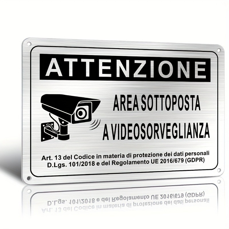 Home Security Camera - Italian Security Sign 20X30cm – Aluminum