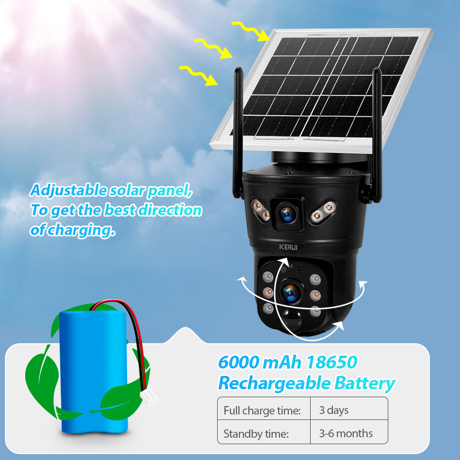 KERUI 6MP 4G SIM WiFi Solar Ca - Home Security Adt recension och pris