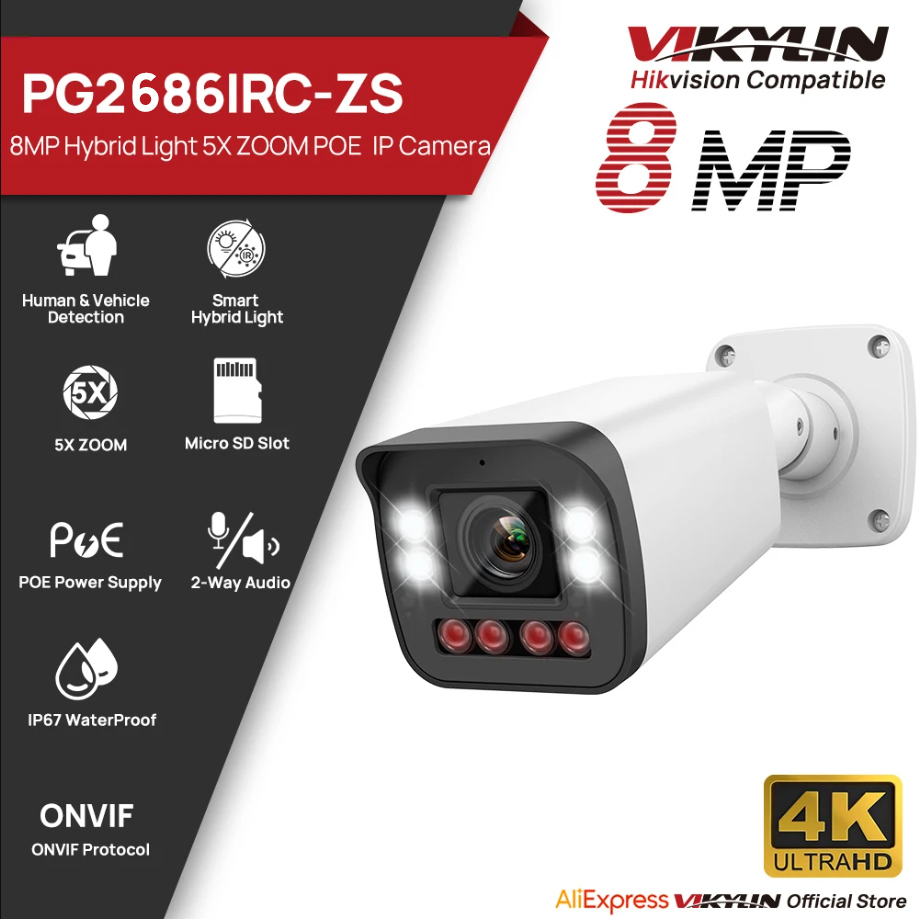 VIKYLIN 8MP 5X Zoom Bullet IP  - Home Security Hikvision recension och pris