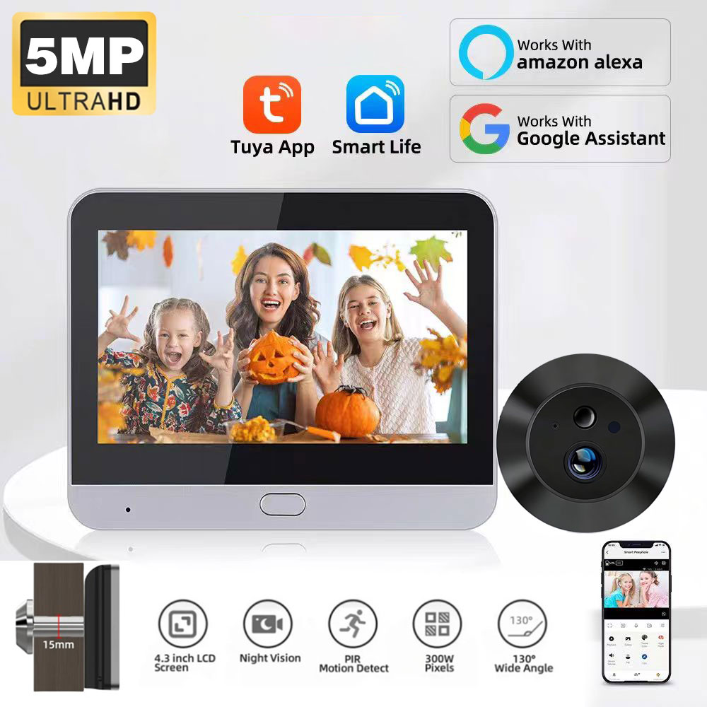 WiFi 2.4Ghz 5MP Tuya Smart Lif - Peephole Camera Viewer recension och pris