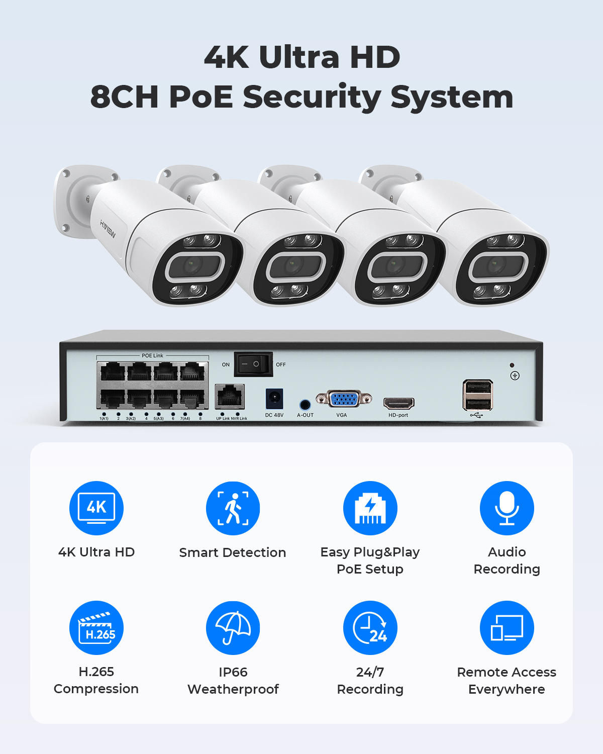 H.View 4K 5Mp 8Mp Poe CCTV Sec - Ip Camera Outdoor 4K recension och pris
