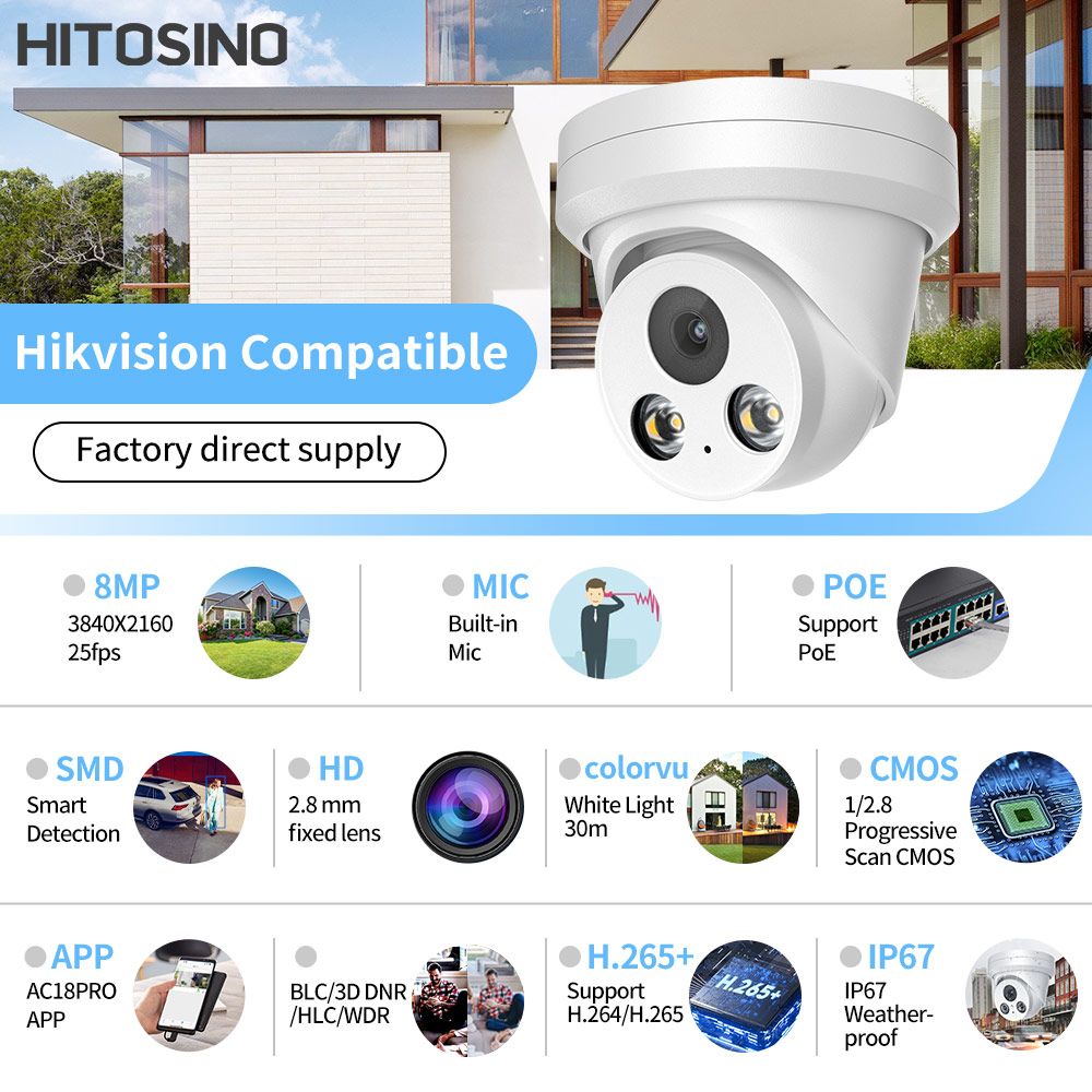 Hikvision Compatible 8MP 4K IP - Home Security Hikvision recension och pris