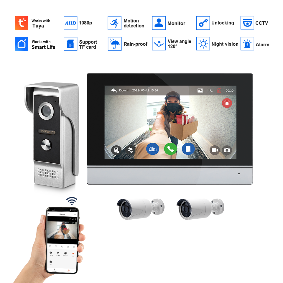 7Inch IPS Screen 2MP  Tuya Rem - Home Security Adt recension och pris