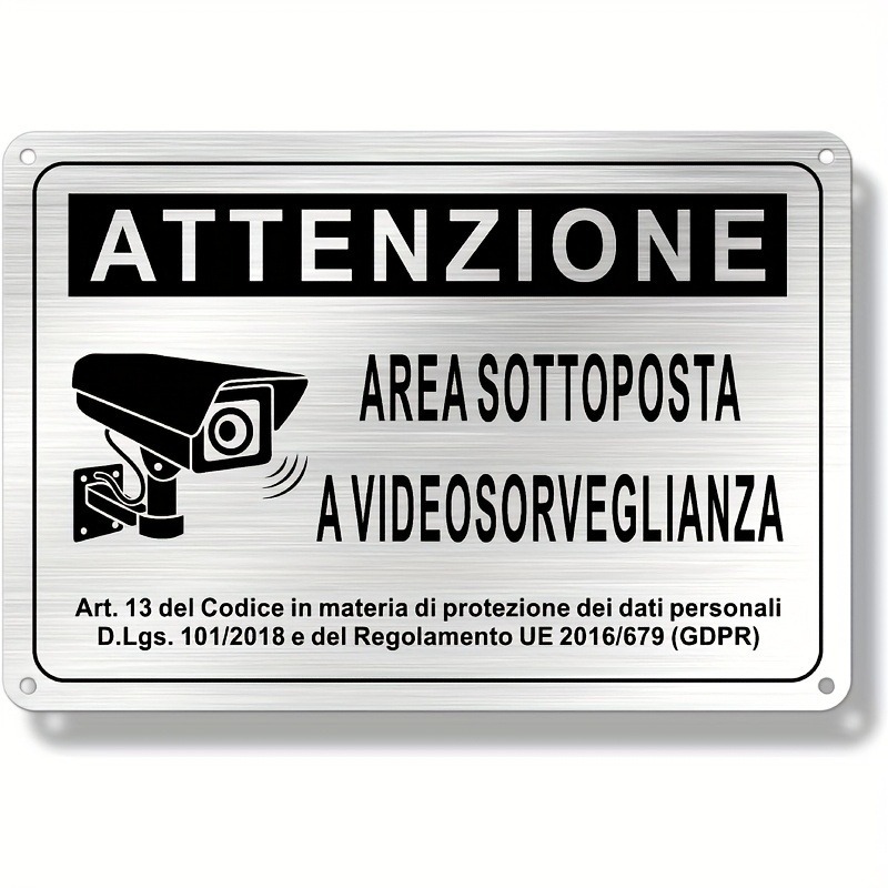 Italian Security Sign 20X30cm  - Home Security Camera recension och pris