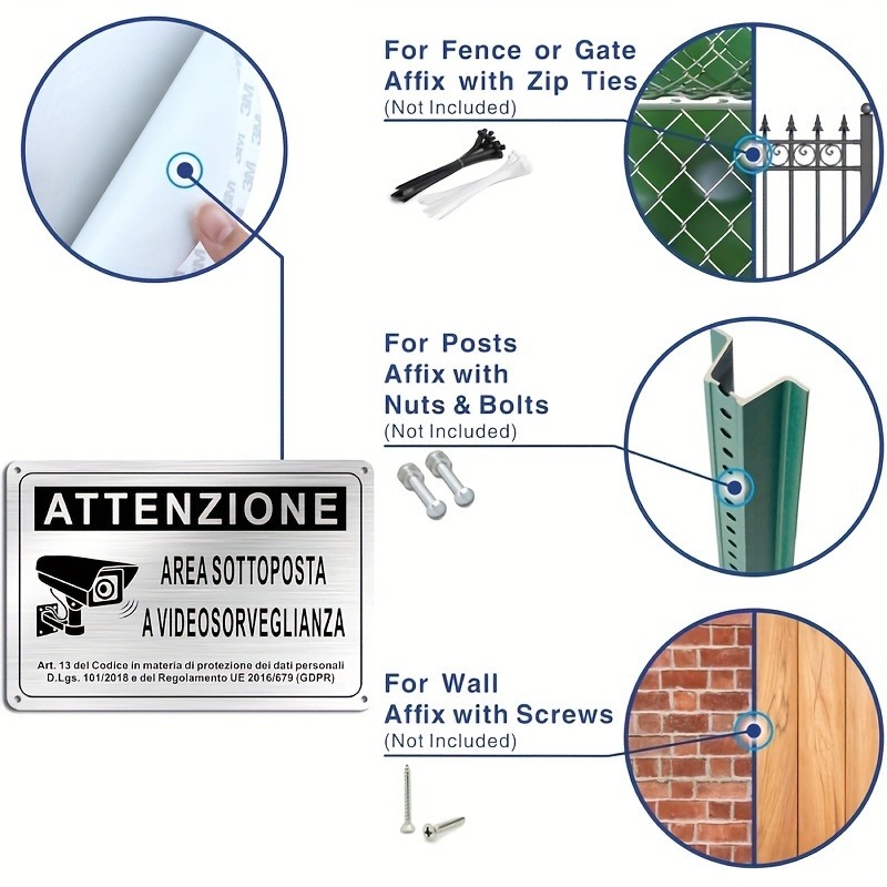 Italian Security Sign 20X30cm  - Home Security Camera recension och pris
